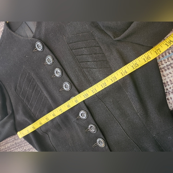 Vintage 1930s Union Made Princess Coat Black Wool Blend With Belt - Picture 12 of 13